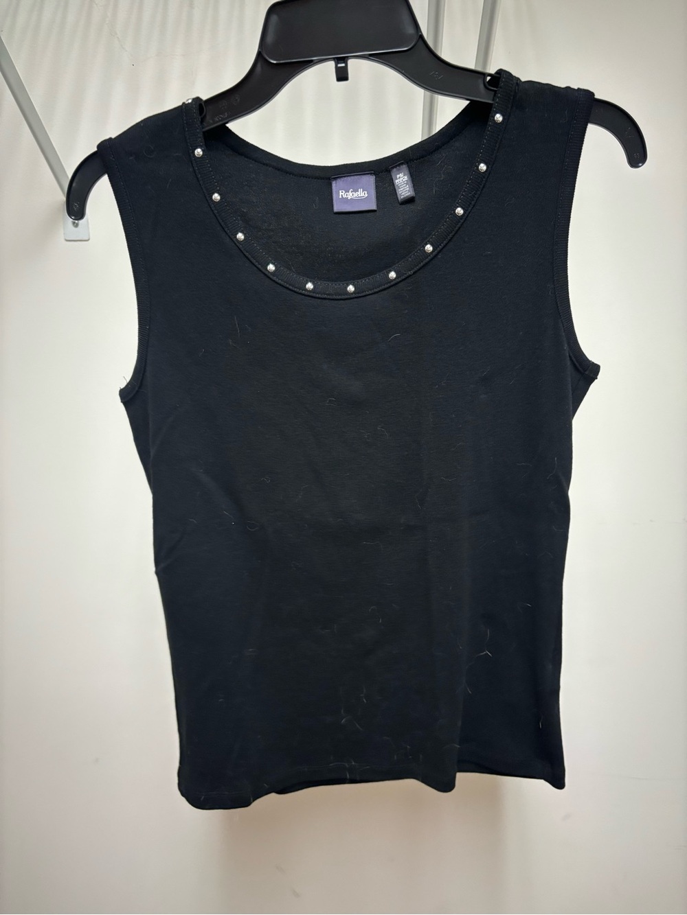 Rafaella Black Tank with Studded Neckline